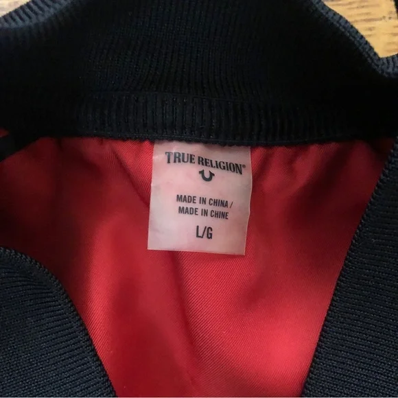 New TRUE RELIGION Two-Tone Vintage Reversible Double Snake Bomber Jacket (Large) - Picture 4 of 13